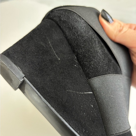 Stuart Weitzman black suede wedge booties with elastic straps size 8 - Picture 9 of 12
